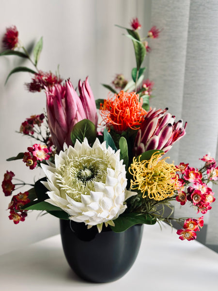 Australian native arrangement in gloss pot