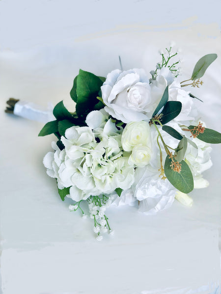 Silk rose white Bridesmaids bouquet