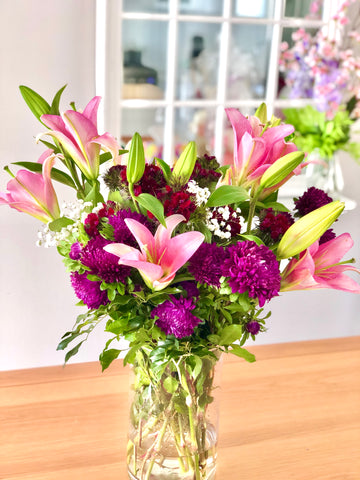 Purple and pink shades bouquet