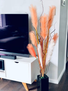 Tall silk pampas grass lounge corner vase