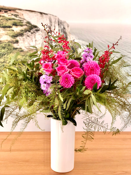 Large rose and dahlia romantic arrangement