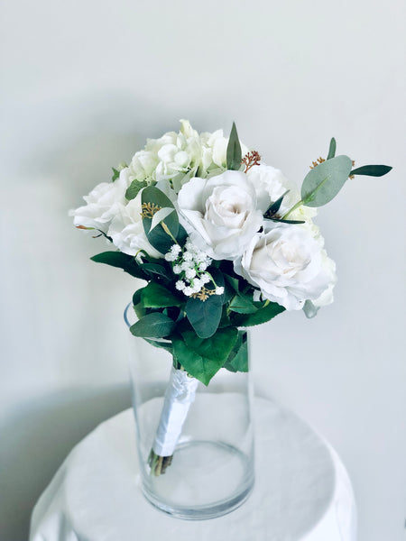 Silk rose white Bridesmaids bouquet