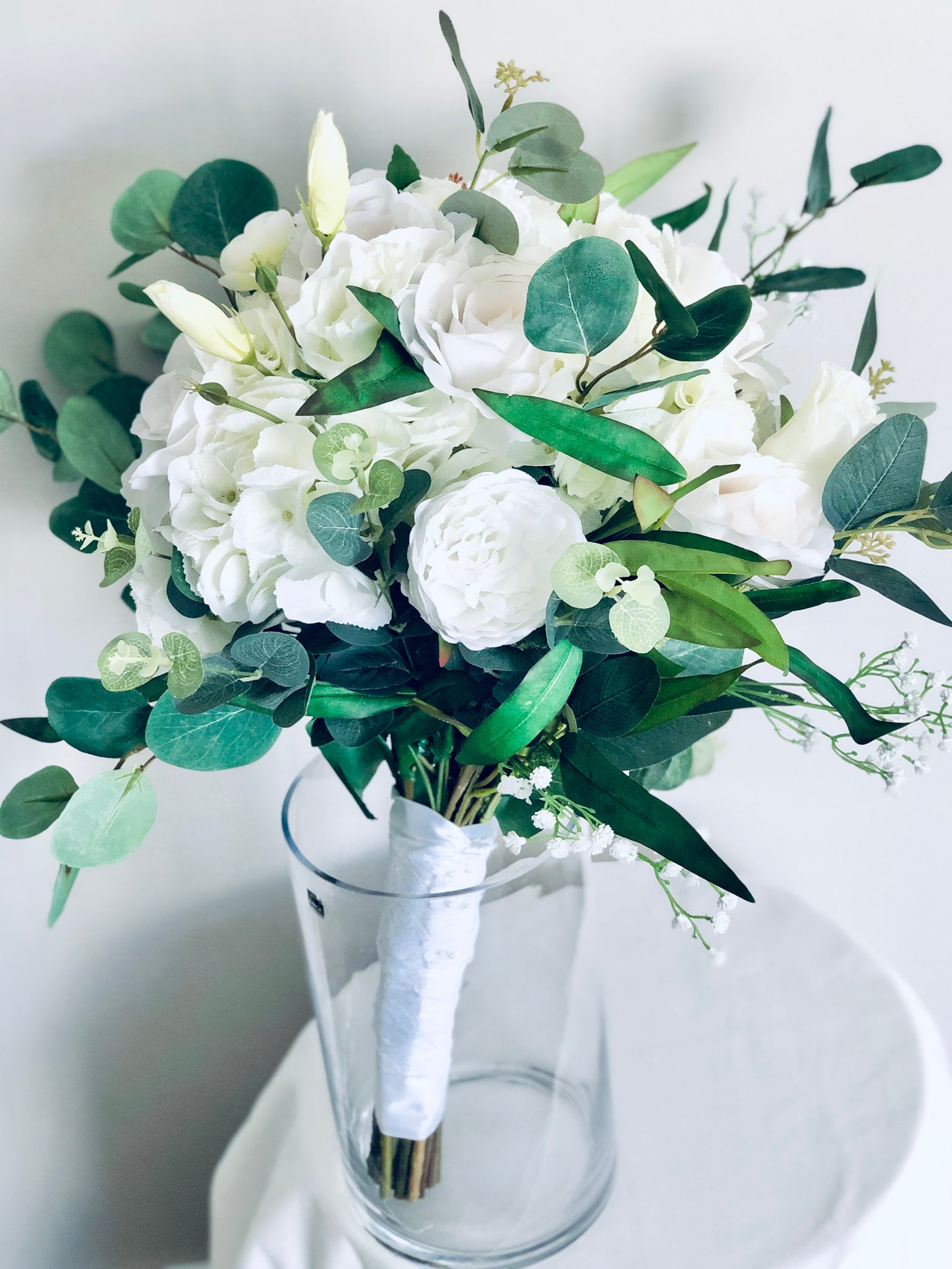 Silk rose white Bridal bouquet