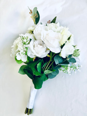 Silk rose white Bridesmaids bouquet