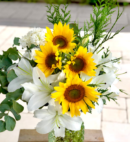 Sunflower and lily bouquet