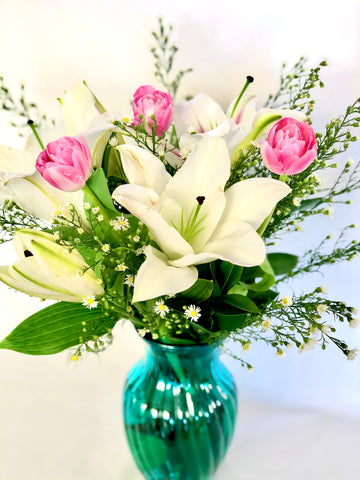 Lilies and tulips bouquet