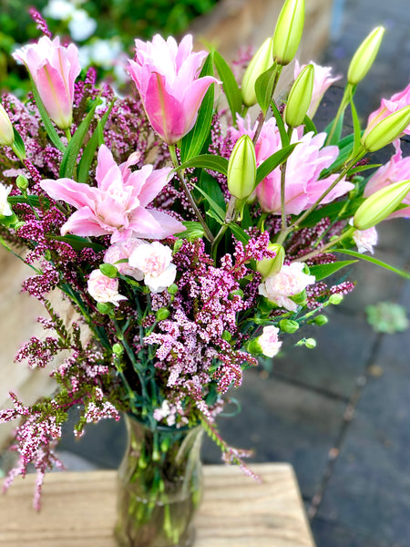 Pink Lily and carnation bouquet