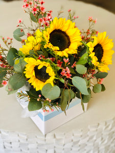 Sunflower and gum leaf gift box