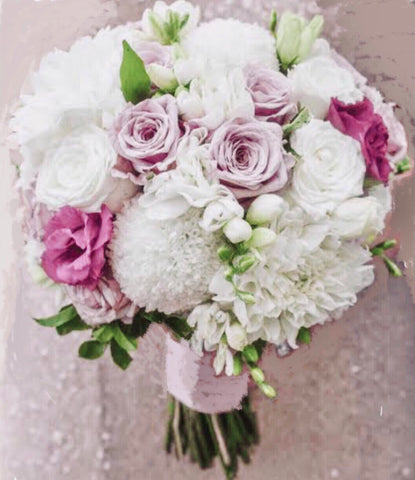 Purple and white Bridal bouquet