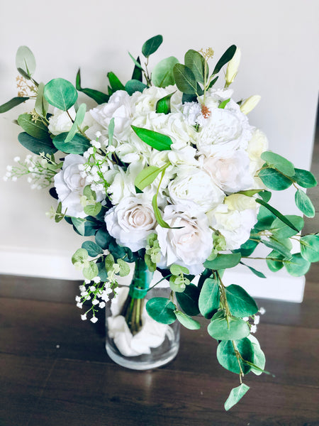 Silk rose white Bridal bouquet