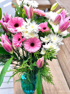 Soft pink lily and Gerbera bouquet