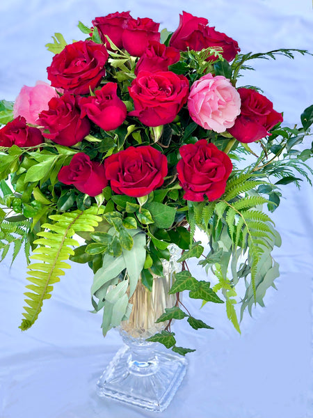 Red rose Bridal vase centerpiece