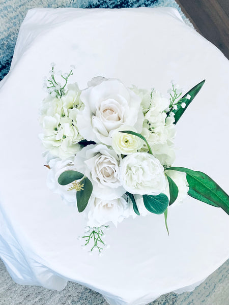 Silk rose white Bridesmaids bouquet