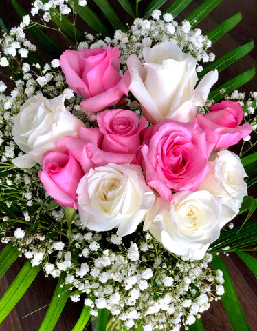 Summer romance pink and white roses bouquet