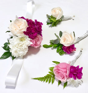 Pink and white set Bridal corsage