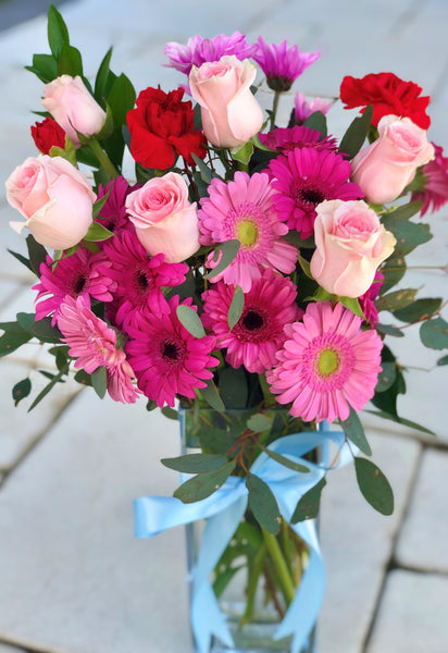 Blushing pink rose and Gerbera bouquet