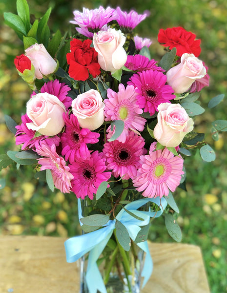 Blushing pink rose and Gerbera bouquet