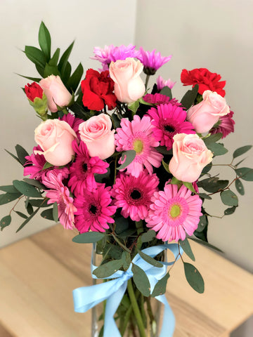 Blushing pink rose and Gerbera bouquet