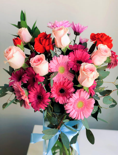 Blushing pink rose and Gerbera bouquet